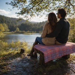 Portable Travel Blanket with Carry Handle Red Tartan