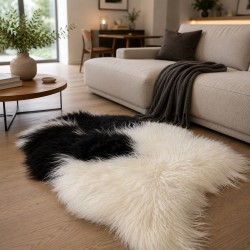Black & White Sheepskin Rug, Natural Icelandic Sheepskin Rug