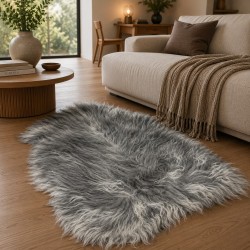 Tapis en peau de mouton grise, peau de mouton islandaise grise naturelle
