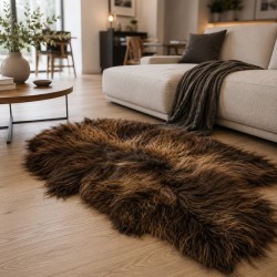 Zweifarbiger brauner Schaffell-Teppich, naturbraunes isländisches Schaffell