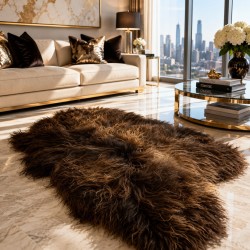 Two-Tone Brown Sheepskin Rug, Natural Brown Icelandic Sheepskin