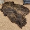 Tapis en peau de mouton bicolore marron, peau de mouton islandaise marron naturelle