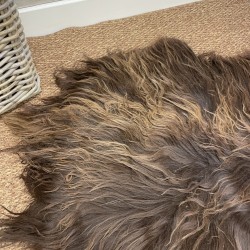 Tappeto in Pelle di Pecora Bicolore Marrone, Pelle di Pecora Islandese Marrone Naturale