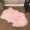Tapis en peau de mouton tibétain rose pâle | Tapis en peau de mouton à poils bouclés
