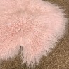 Tapis en peau de mouton tibétain rose pâle | Tapis en peau de mouton à poils bouclés